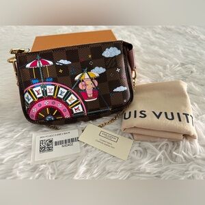 Louis‎ Vuitton Damier Ebene LE Illustre Vivienne Mini Pochette Bag